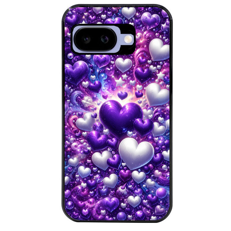 Coque pour Pixel 8A 9A 10A coeur violet