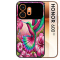 Coque noire taperso pour Honor 600 et 600 PRO avec motif colibri et fleurs protection antichoc personnalisée