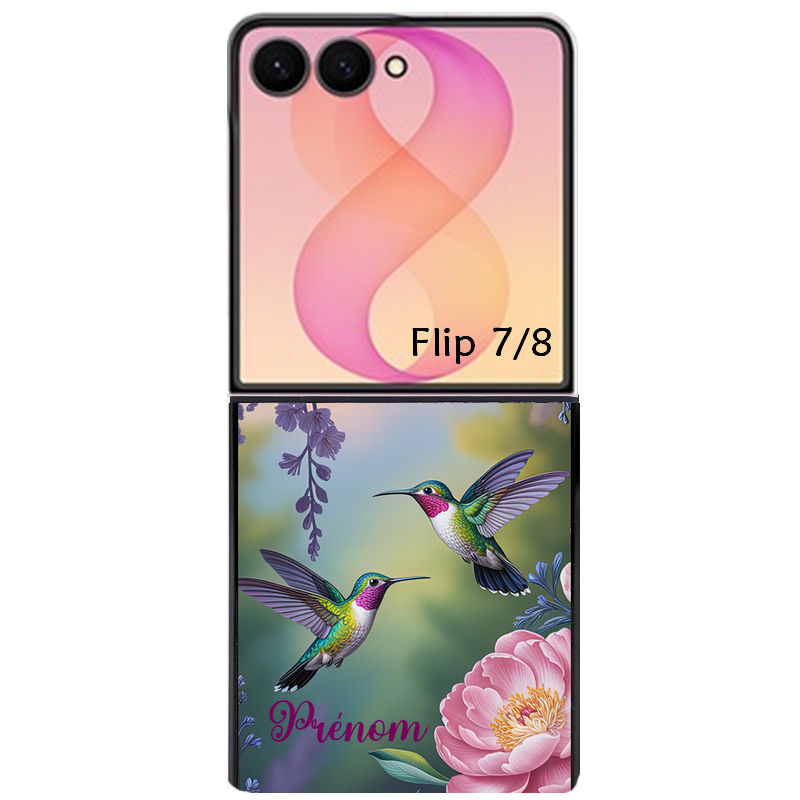 Coque pour Z FLIP 6 7 8 personnalisée colibri couple