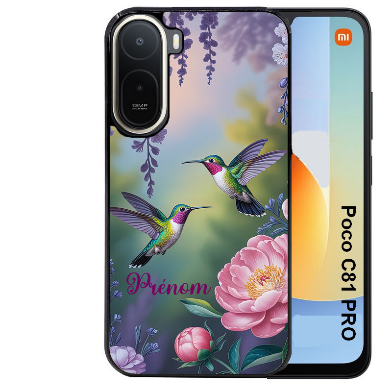 Coque pour POCO C81 PRO personnalisée colibri couple