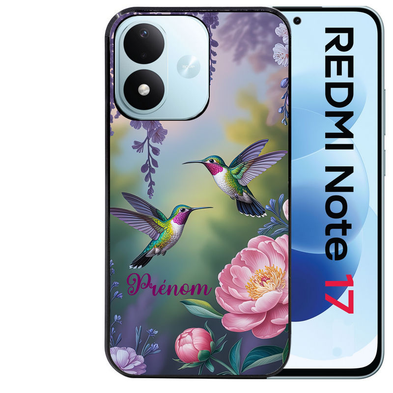 Coque pour Redmi Note 17 et PRO 4G 5G Max personnalisée colibri couple