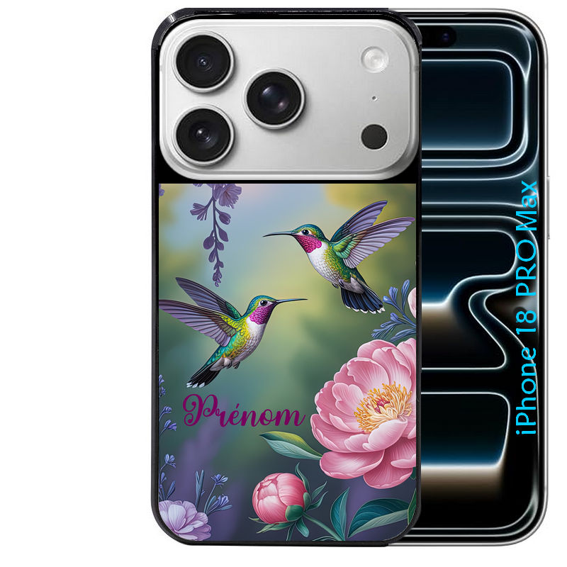Coque pour Iphone 18 / PRO / PRO MAX / 18E personnalisée colibri couple