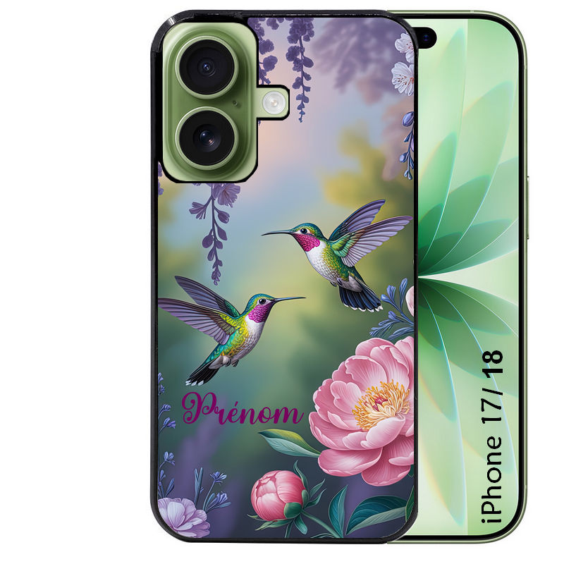 Coque pour Iphone 18 / PRO / PRO MAX / 18E personnalisée colibri couple