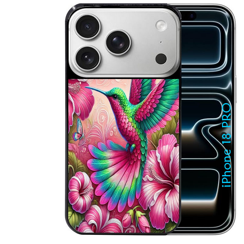 Coque pour Iphone 18 / PRO / PRO MAX / 18E colibri et fleurs