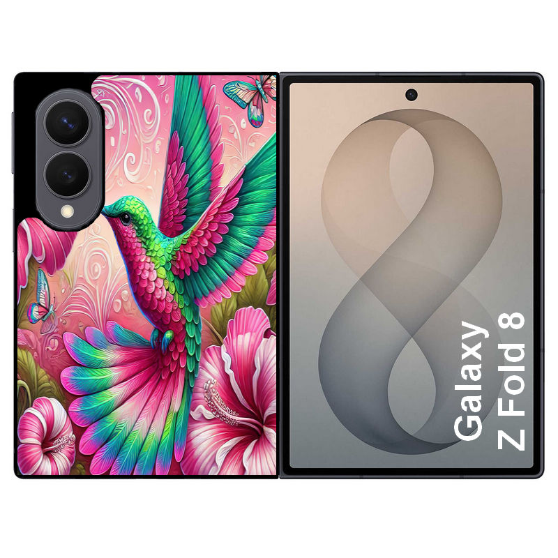 Coque pour Z FOLD 8 colibri et fleurs