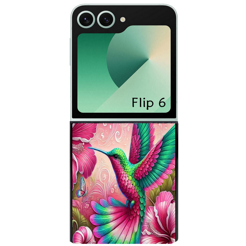 Coque pour Z FLIP 6 7 8 colibri et fleurs