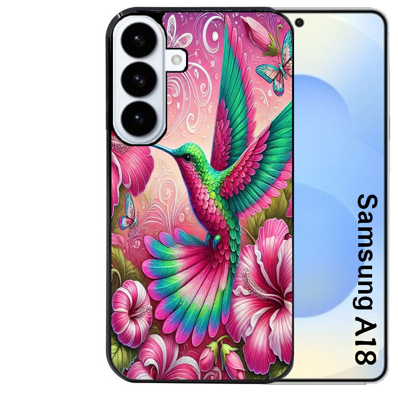 Coque pour Galaxy A08 A18 A28 A38 A58 colibri et fleurs