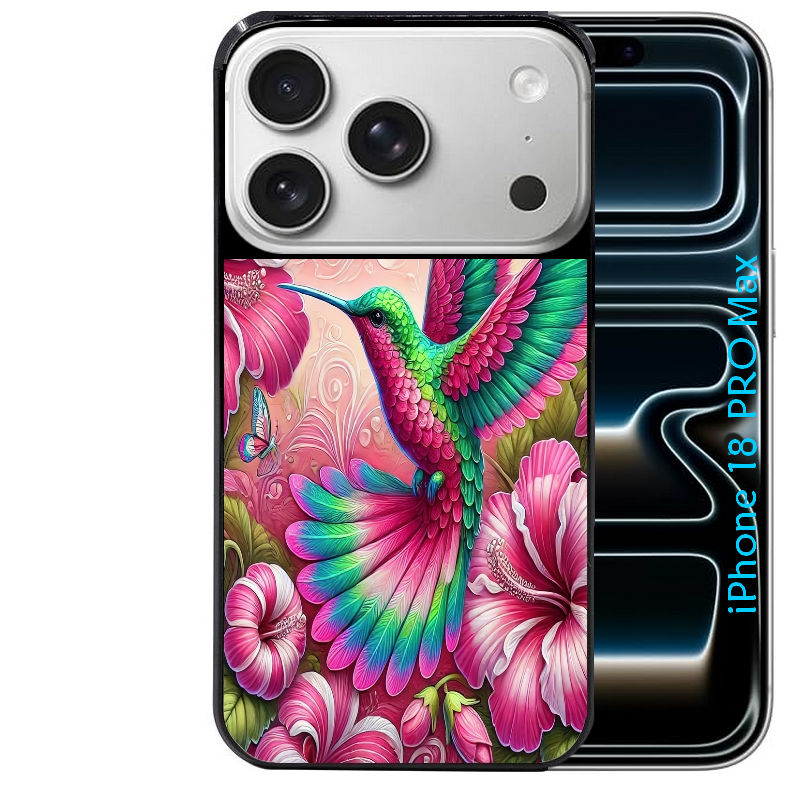 Coque pour Iphone 18 / PRO / PRO MAX / 18E colibri et fleurs