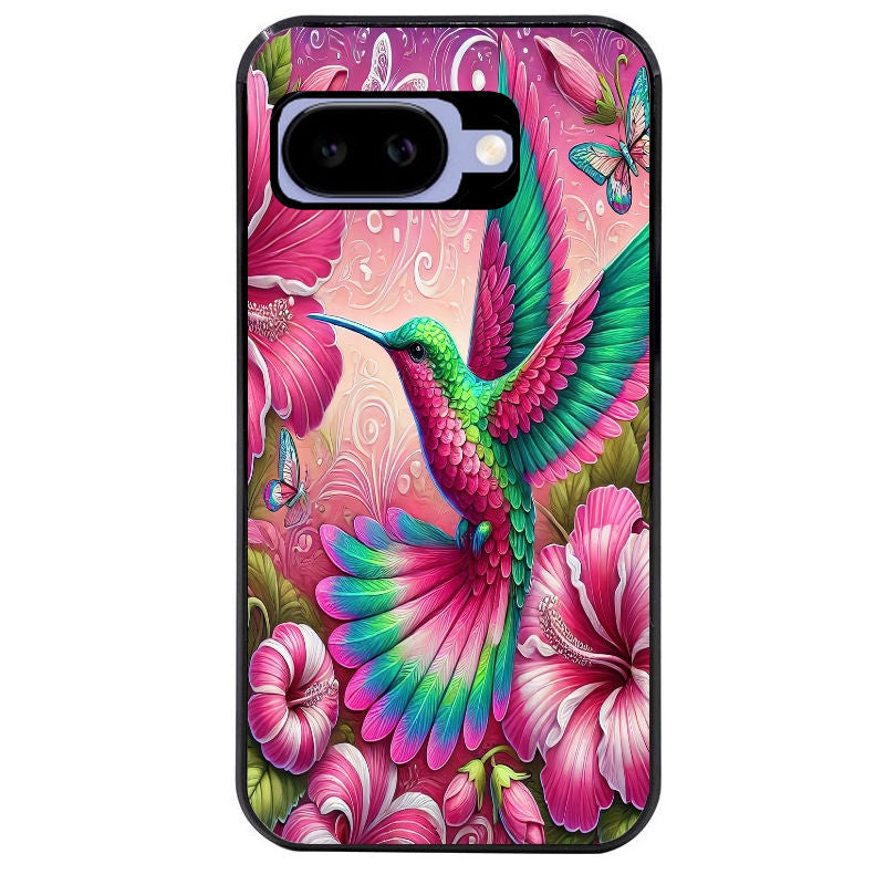 Coque pour Pixel 8A 9A 10A colibri et fleurs
