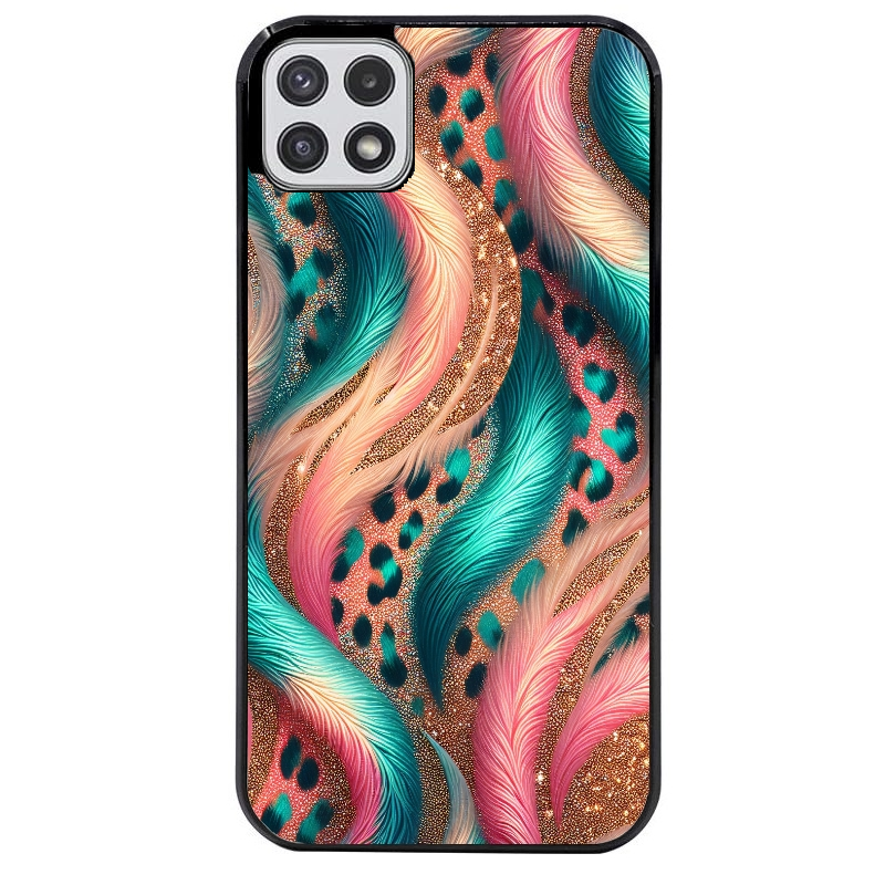 Coque noire taperso pour galaxy A22 A32 A52 A52S 4G 5G  avec motif effet fourrure leopard 2 protection antichoc personnalisée