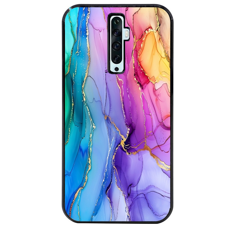 Coque noire taperso pour OPPO Reno 2 et 2Z avec motif marbre tie dye protection antichoc personnalisée