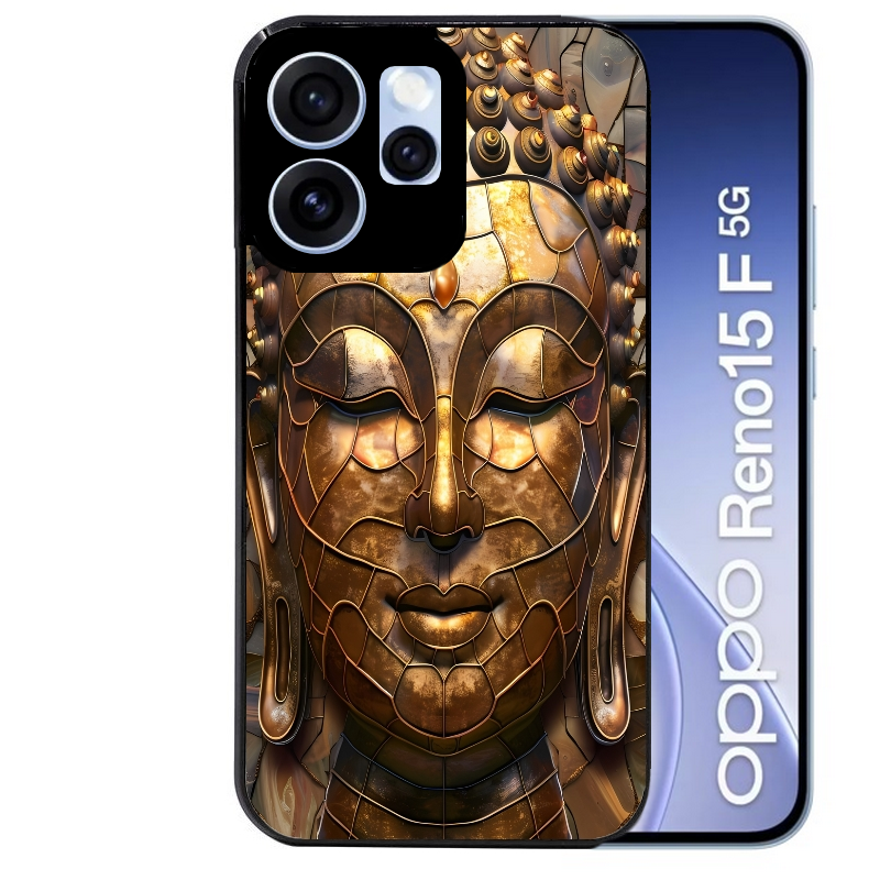 Coque noire taperso pour OPPO Reno 15 et F FS 5G avec motif bouddha et mosaique protection antichoc personnalisée