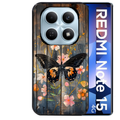 Coque noire taperso pour Redmi Note 15 et PRO PLUS 4G 5G avec motif bois et papillon 2 protection antichoc personnalisée