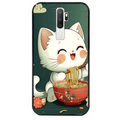 Coque noire taperso pour OPPO A5 A9 2020 avec motif chat ramen nuage protection antichoc personnalisée