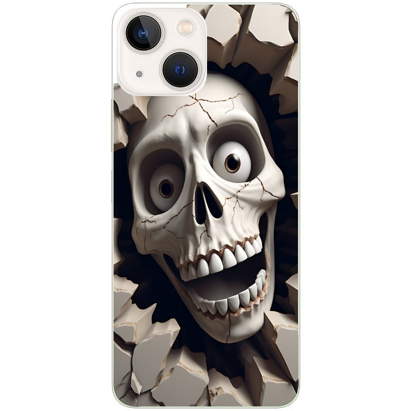 Coque taperso pour Iphone 14 et PRO PLUS PRO MAX avec motif tete de mort smile protection antichoc personnalisée