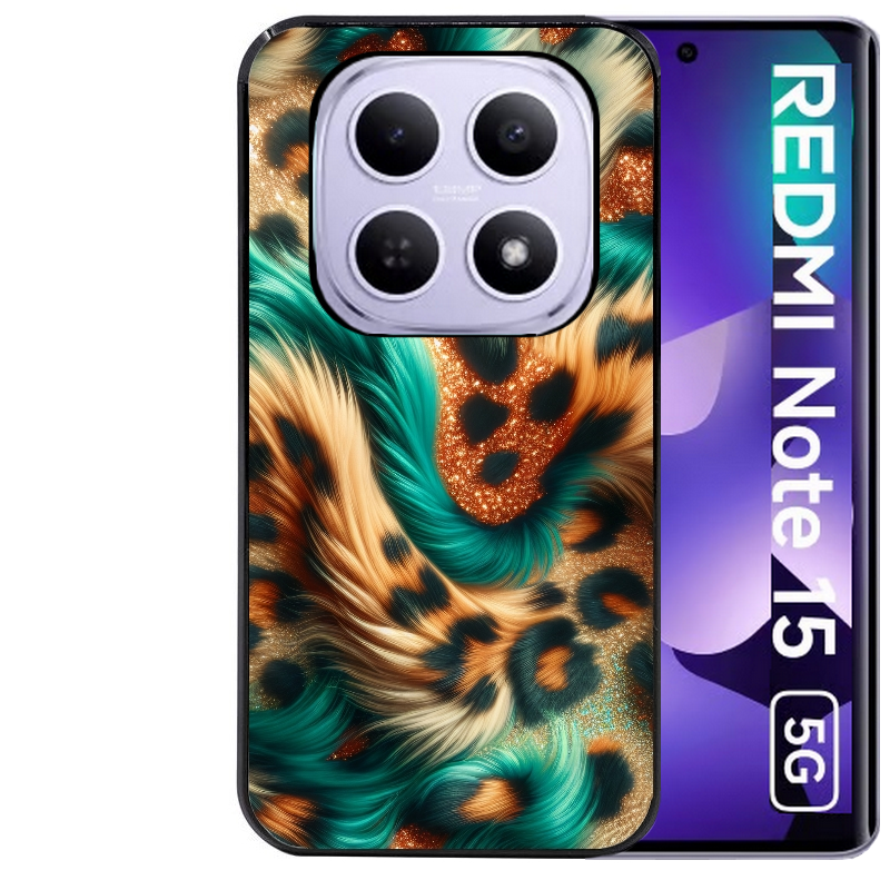 Coque noire taperso pour Redmi Note 15 et PRO PLUS 4G 5G avec motif effet fourrure leopard 3 protection antichoc personnalisée