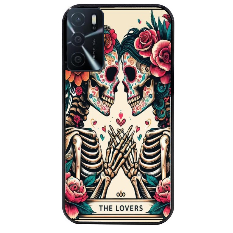 Coque noire taperso pour OPPO A16 et A16S avec motif tete de mort lovers protection antichoc personnalisée