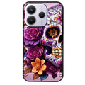 Coque noire taperso pour Redmi Note 14 et PRO PLUS 4G 5G avec motif tete de mort calavera violette protection antichoc personnalisée