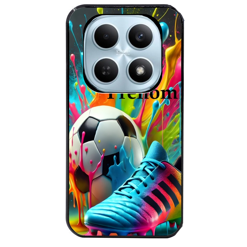 Coque noire taperso pour POCO M8 5G et PRO 5G avec motif foot color personnalisee protection antichoc personnalisée