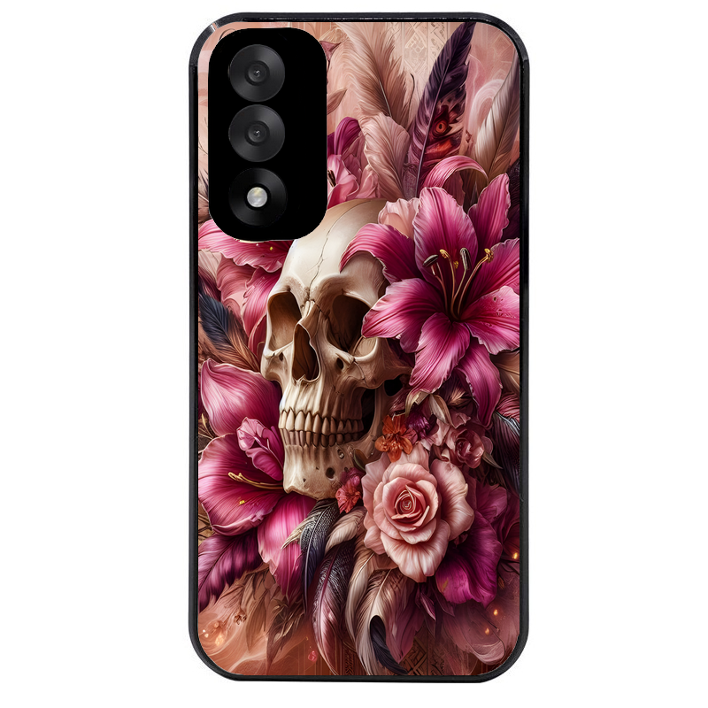 Coque noire taperso pour OnePlus Nord 5 avec motif tete de mort skull plume protection antichoc personnalisée