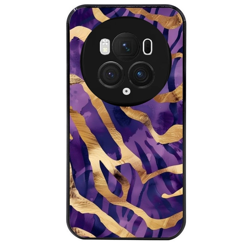 Coque noire taperso pour Magic 5 6 LITE et PRO avec motif zebre violet protection antichoc personnalisée