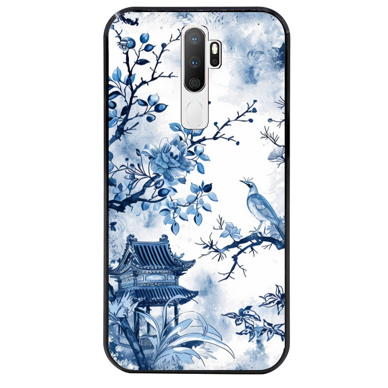 Coque noire taperso pour OPPO A5 A9 2020 avec motif japan art protection antichoc personnalisée