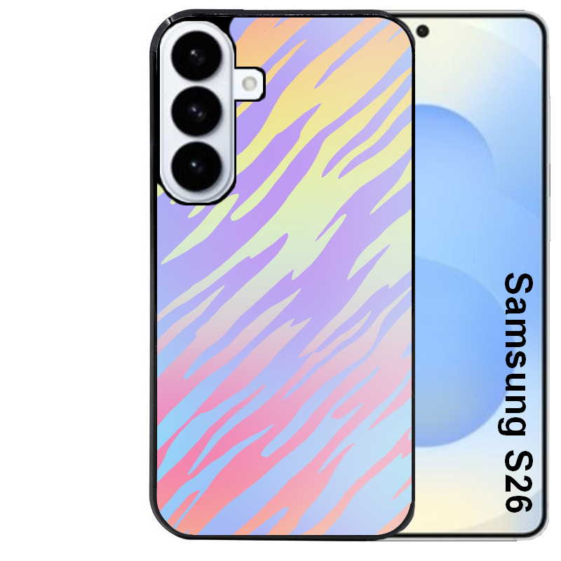 Coque noire taperso pour galaxy S26 et PLUS ULTRA FE avec motif zebre pastel protection antichoc personnalisée