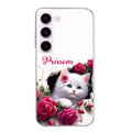 Coque taperso pour galaxy S23 et PLUS ULTRA FE avec motif chat fleurs personnalisee protection antichoc personnalisée