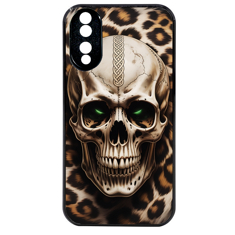 Coque noire taperso pour Honor 70 LITE 90 et LITE avec motif tete de mort leopard protection antichoc personnalisée