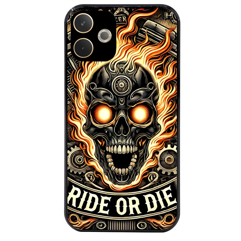Coque noire taperso pour OPPO A5 PRO 4G et 5G avec motif tete de mort flamme protection antichoc personnalisée