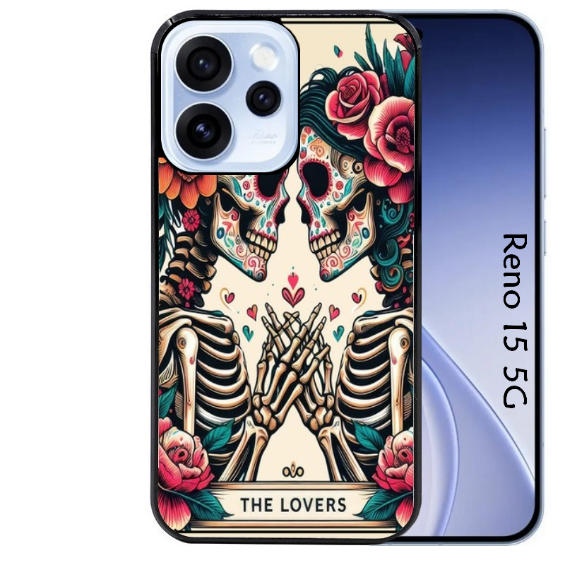 Coque noire taperso pour OPPO Reno 15 et F FS 5G avec motif tete de mort lovers protection antichoc personnalisée