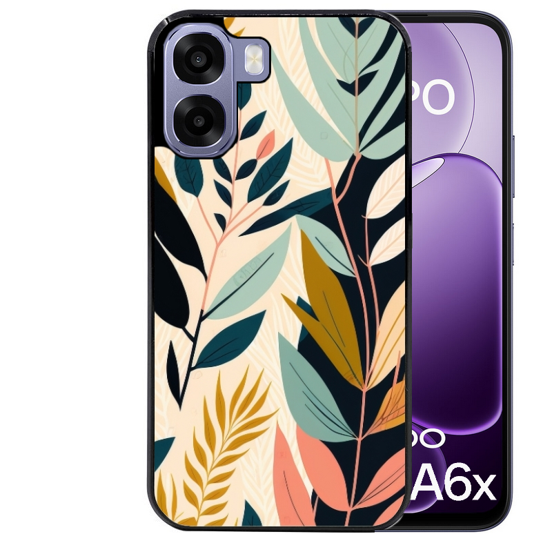 Coque noire taperso pour OPPO A6 A6X 4G et 5G avec motif vintage et fleur protection antichoc personnalisée