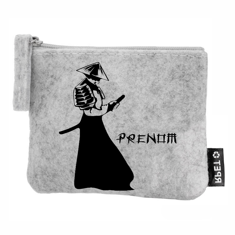 Porte monnaie personnalisé samourai kendo en feutrine en feutrine