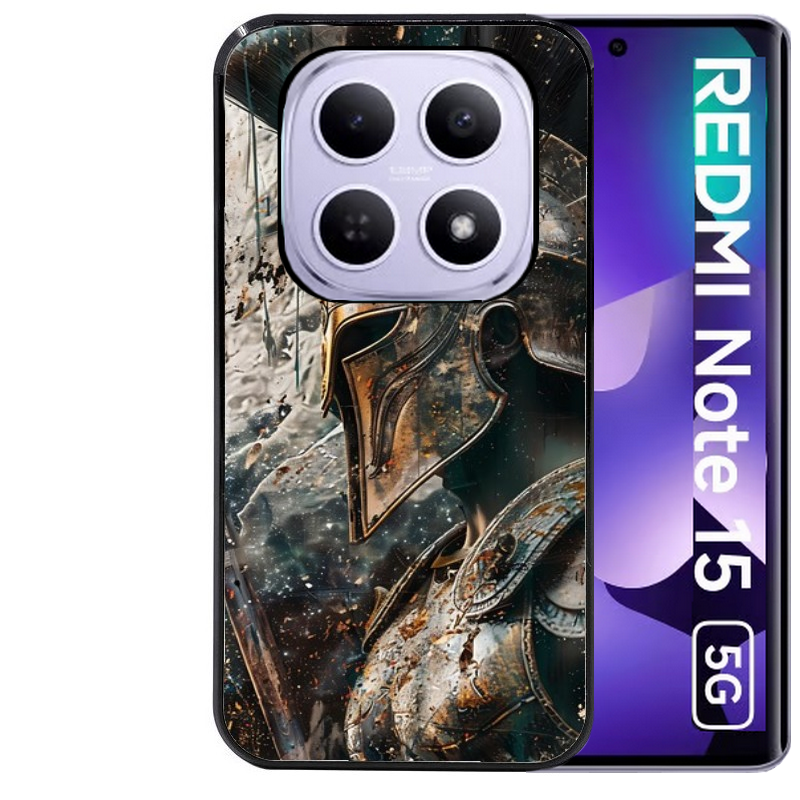 Coque noire taperso pour Redmi Note 15 et PRO PLUS 4G 5G avec motif spartan guerrier protection antichoc personnalisée