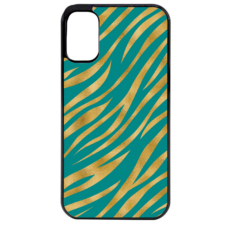 Coque noire taperso pour Moto E13 E14 E15 avec motif zebre vert protection antichoc personnalisée