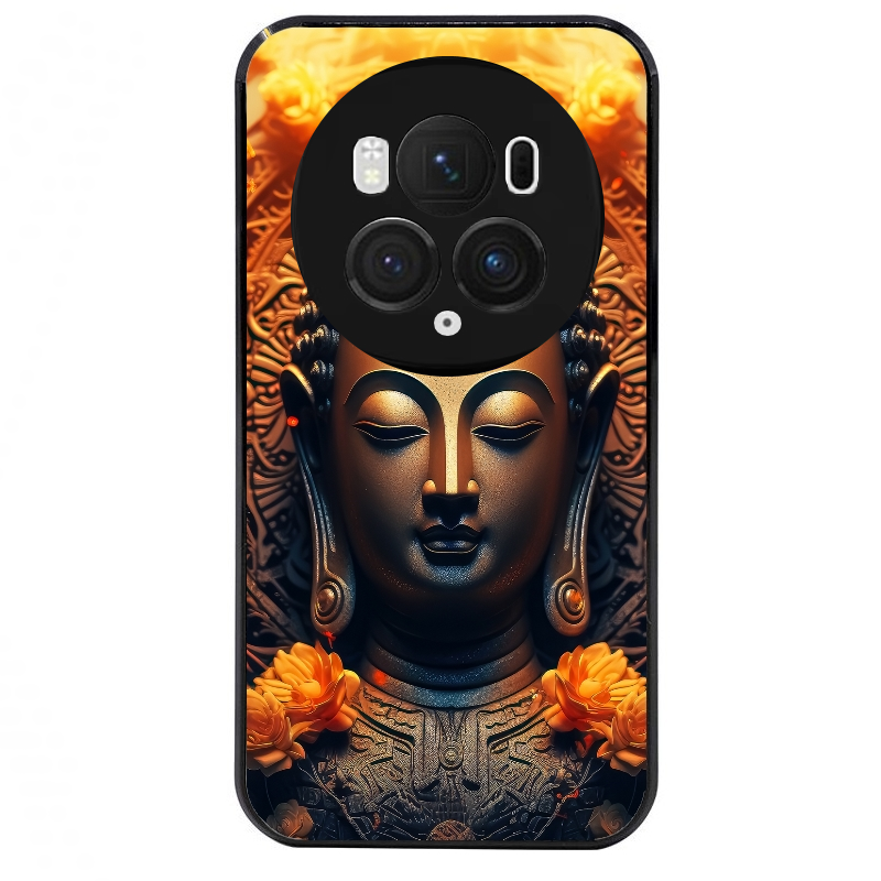 Coque noire taperso pour Magic 5 6 LITE et PRO avec motif bouddha et fleur protection antichoc personnalisée