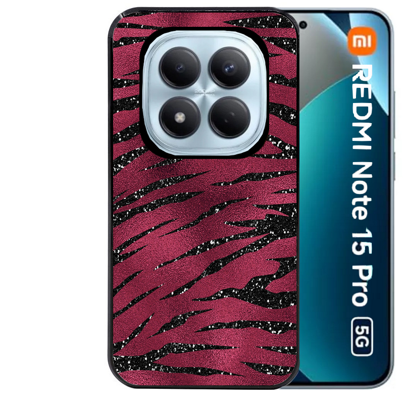 Coque noire taperso pour Redmi Note 15 et PRO PLUS 4G 5G avec motif zebre grenat protection antichoc personnalisée