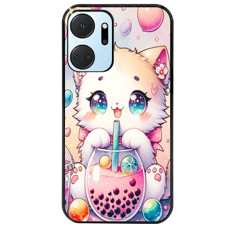 Coque noire taperso pour Honor X7A avec motif chat bubble style manga protection antichoc personnalisée