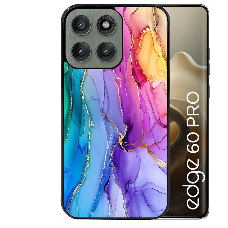 Coque noire taperso pour Moto Edge 60 et Neo Fusion Pro avec motif marbre tie dye protection antichoc personnalisée