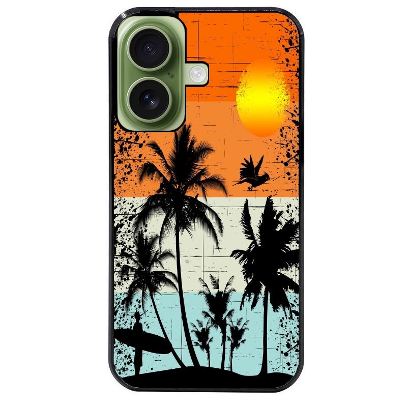Coque noire taperso pour Iphone 17 17E AIR MAX PRO avec motif hawai sun protection antichoc personnalisée