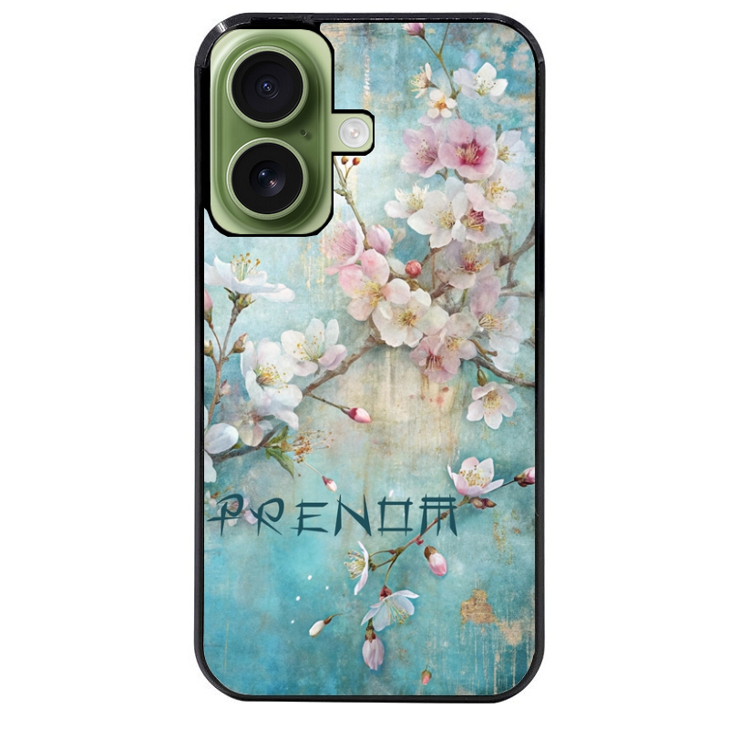 Coque noire taperso pour Iphone 17 17E AIR MAX PRO avec motif fleur sakura personnalisee protection antichoc personnalisée