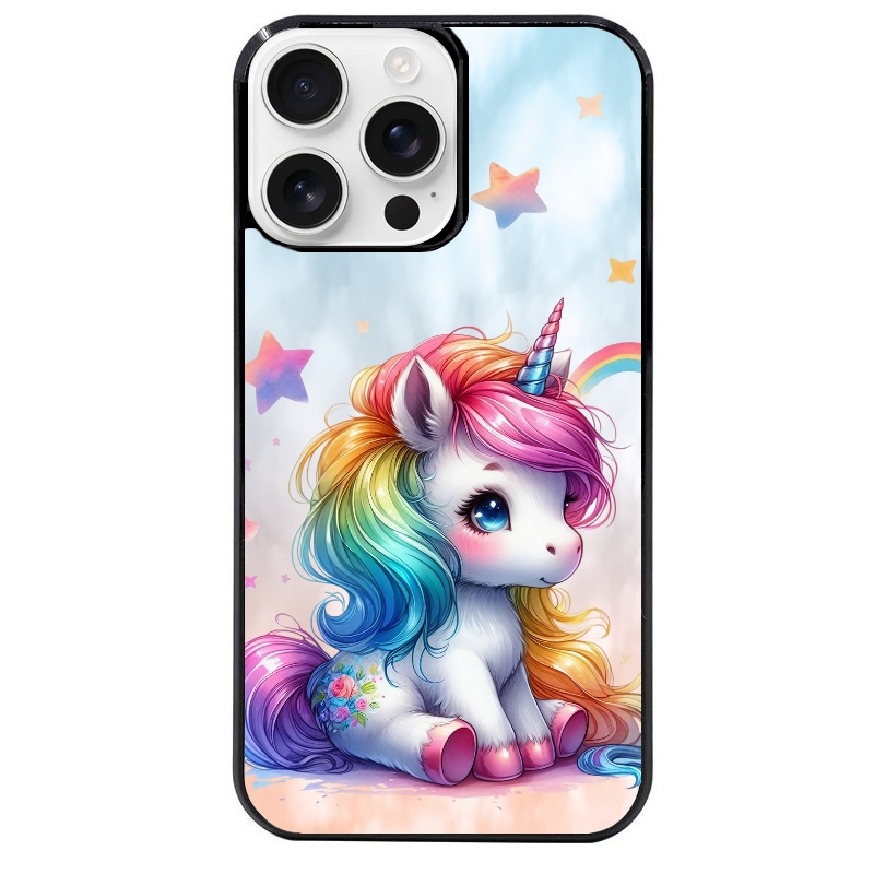 Coque noire taperso pour Iphone 16 16E PLUS MAX PRO avec motif licorne et etoiles protection antichoc personnalisée