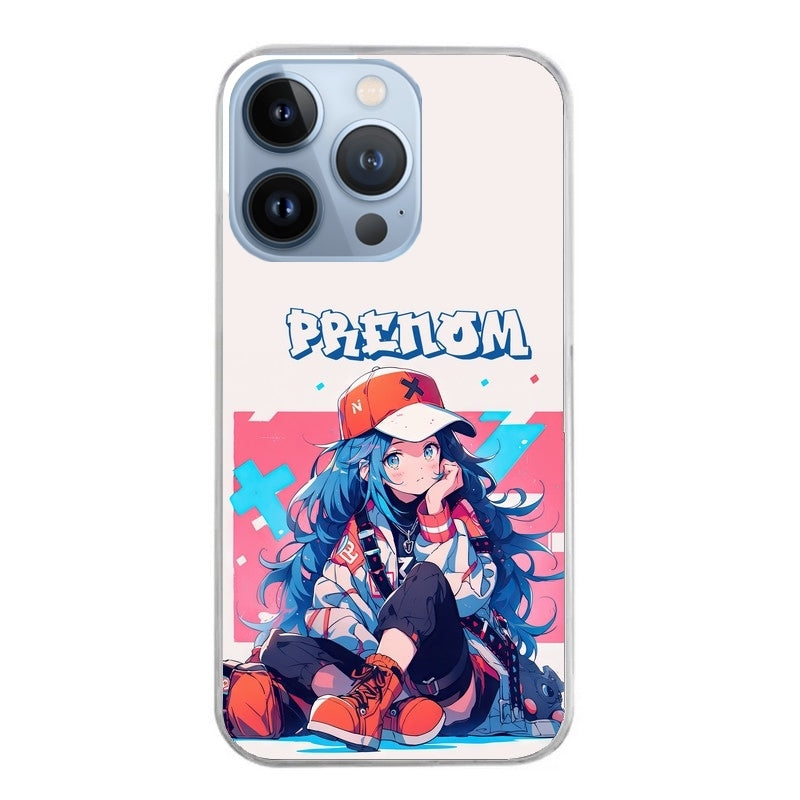 Coque taperso pour Iphone 14 et PRO PLUS PRO MAX avec motif anime casquette personnalise protection antichoc personnalisée