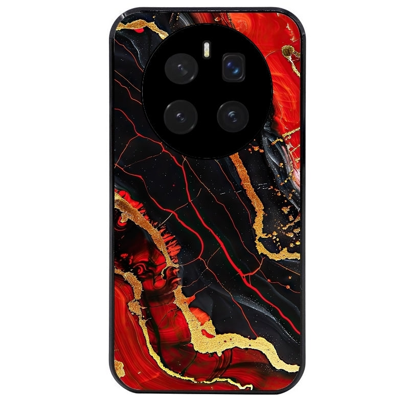 Coque noire taperso pour Magic 7 LITE et PRO avec motif marbre rouge protection antichoc personnalisée
