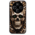 Coque noire taperso pour POCO C75 avec motif tete de mort leopard protection antichoc personnalisée