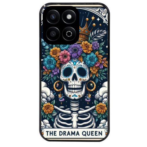 Coque noire taperso pour Honor X8 5G avec motif tete de mort drama queen protection antichoc personnalisée