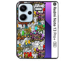 Coque noire taperso pour Redmi Note 13 PRO PLUS 5G avec motif tag et graffiti protection antichoc personnalisée