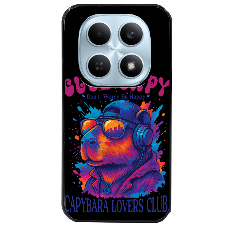 Coque noire taperso pour POCO M8 5G et PRO 5G avec motif capybara club protection antichoc personnalisée