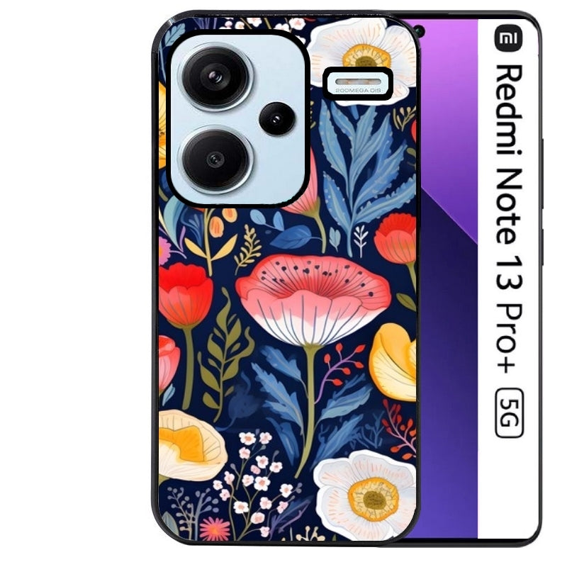 Coque noire taperso pour Redmi Note 13 PRO PLUS 5G avec motif fleur coquelicot protection antichoc personnalisée
