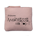 Porte monnaie personnalisé motif maitresse au top rose clair en feutrine en feutrine
